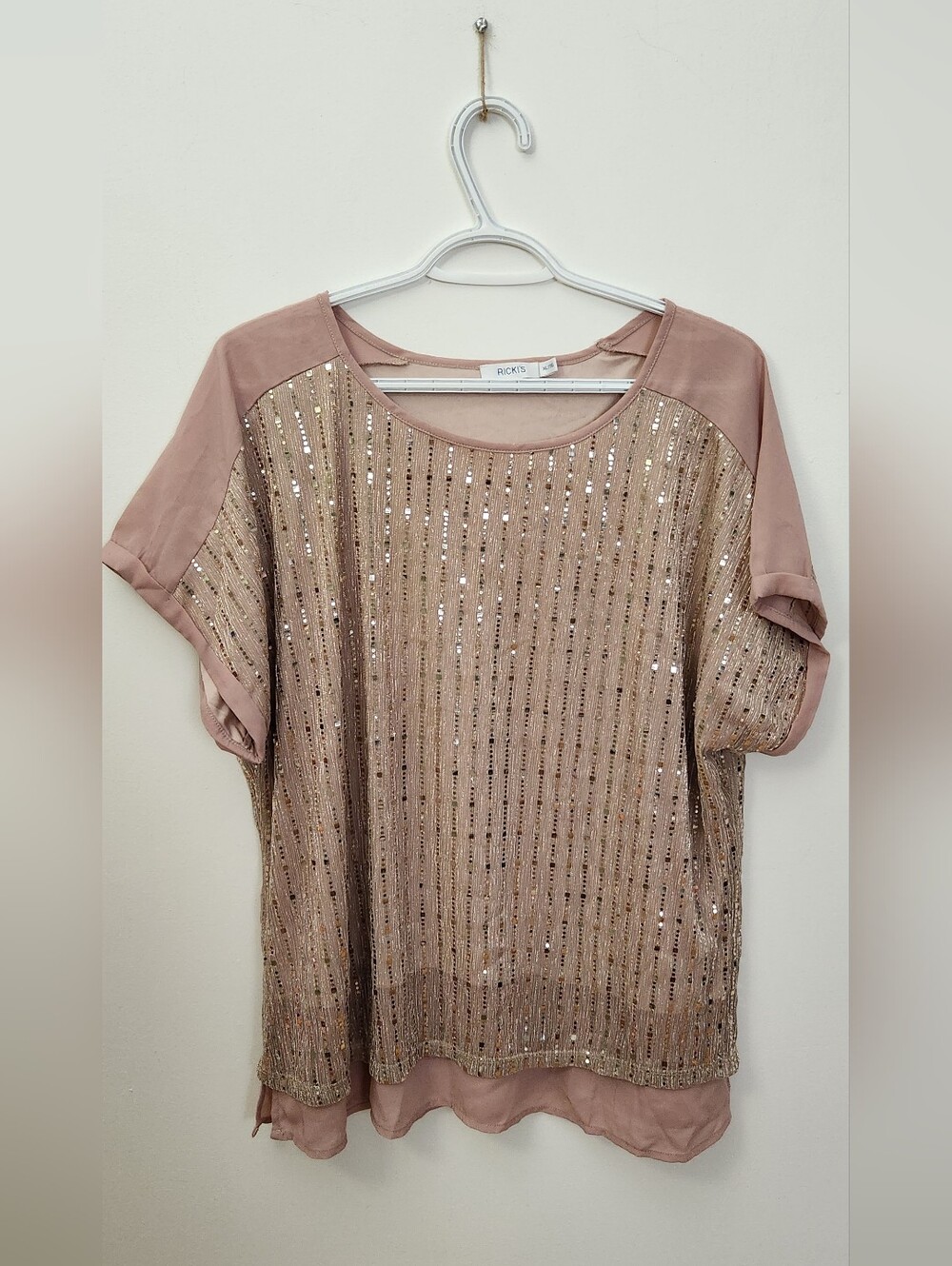 Ricki's Rose Gold Sequin Short Sleeve Blouse